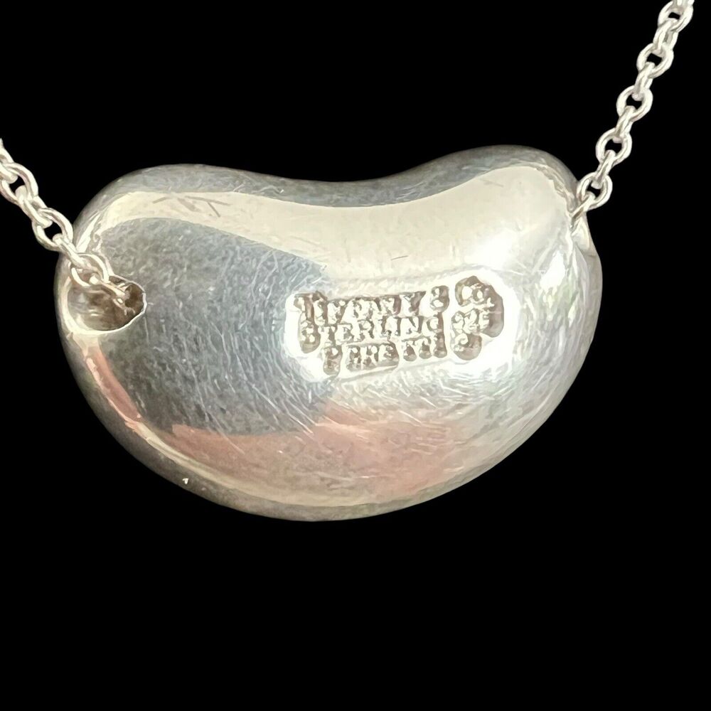 Tiffany & Co Elsa Peretti Bean Pendant in Sterling Silver 18mm on 16” Chain - Picture 7 of 13